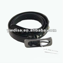 Black Skinny PU Plain Belt For Women